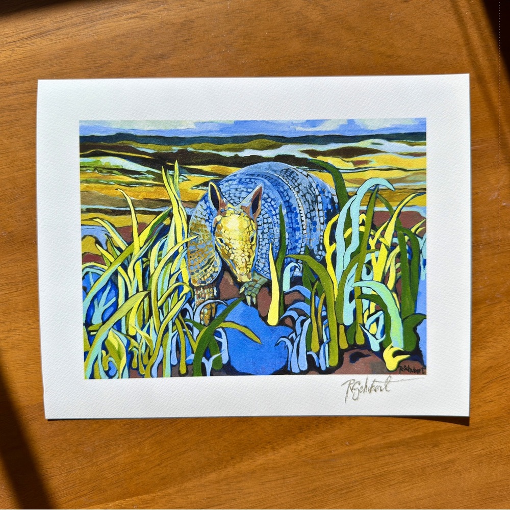 Armadillo Giclee Fine Art Print, 11x14” inch hand signed artwork for Home Decor